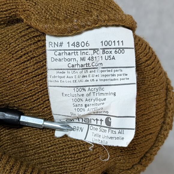 Carhartt Knit Beanie Brown Winter Skullcap Adult One Size Made In USA - Picture 5 of 5